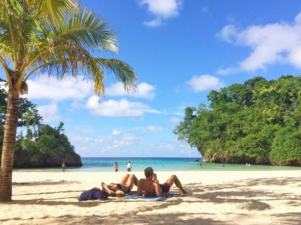 Couple sunny beach